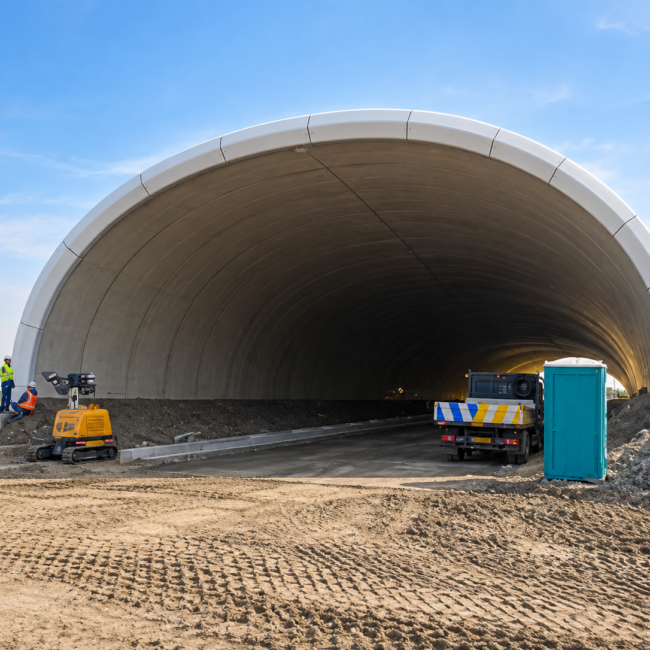 Gebogen onderdoorgang van de A9 Badhoevedorp met composiet tunneluiteinden